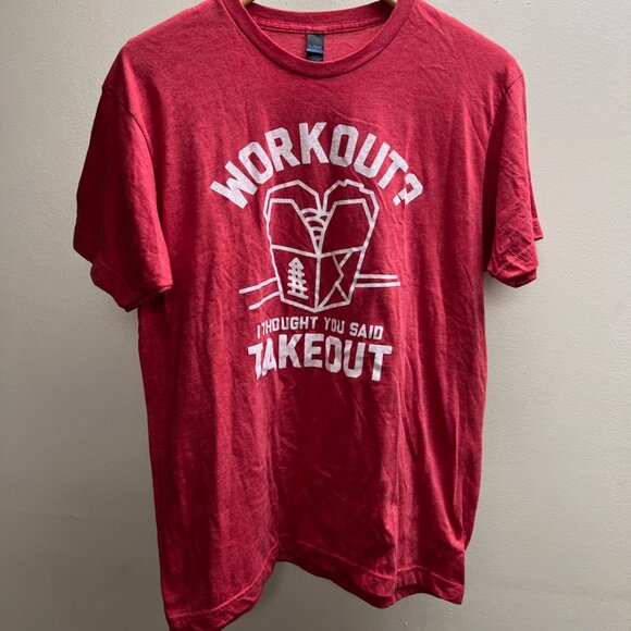 Men's Large T-shirt.  Funny.  Take out/Work out - Picture 1 of 4